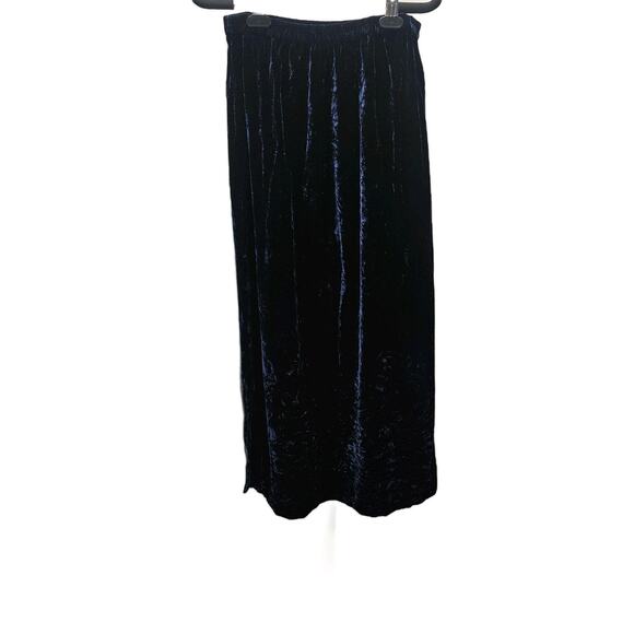 Vtg 90's Women's Velvet Maxi Skirt Navy Blue Small Whimsigoth Gothic Flowy Fairy - Picture 3 of 8